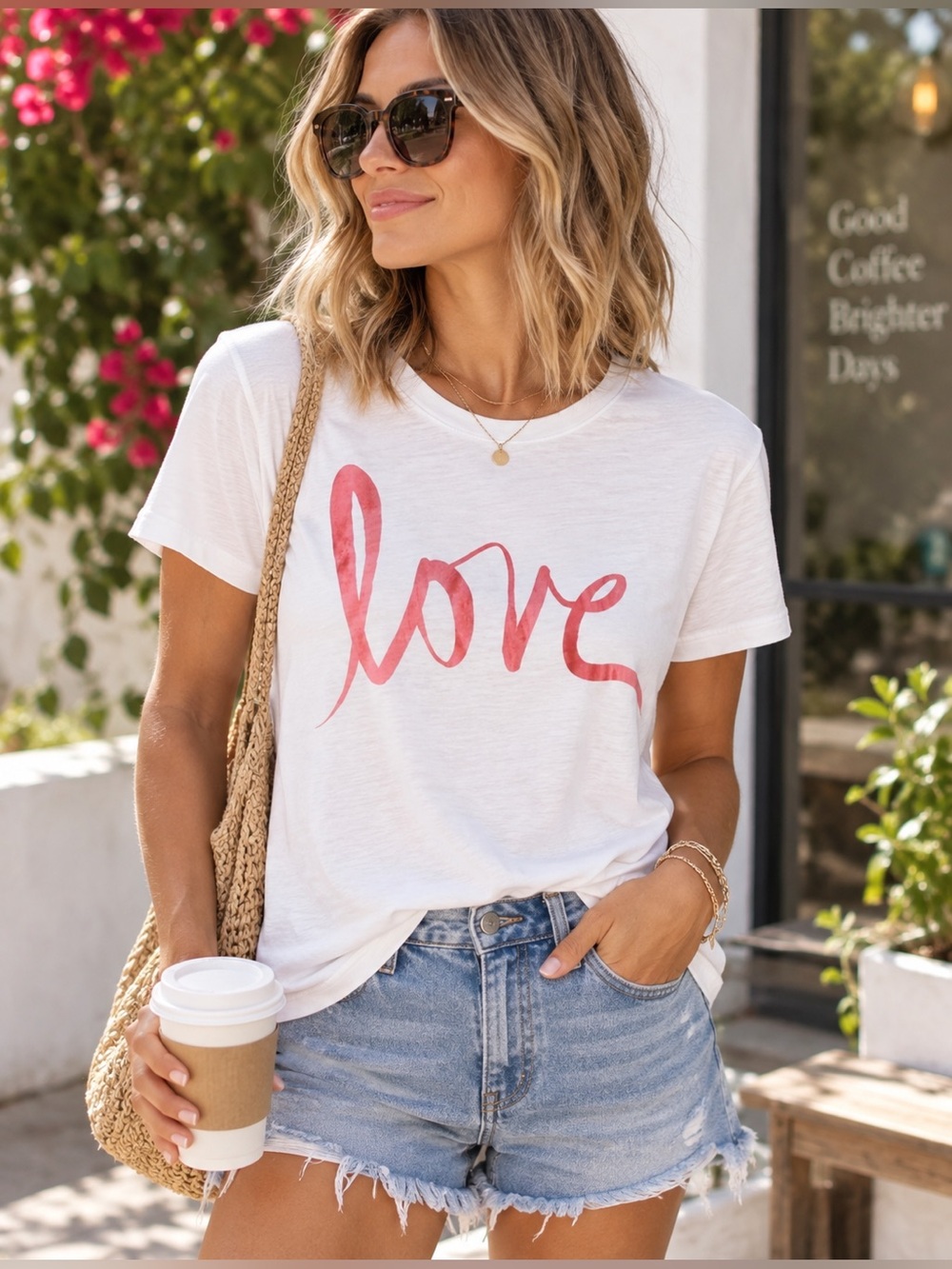 Lucky Brand "Love" Slub Cotton T-Shirt Size Sm NWOT